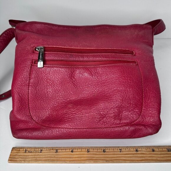 Stone and Co Pebbled Red Leather Crossbody Bag Soft Boho Festival 70s 90s y2k - Picture 5 of 16